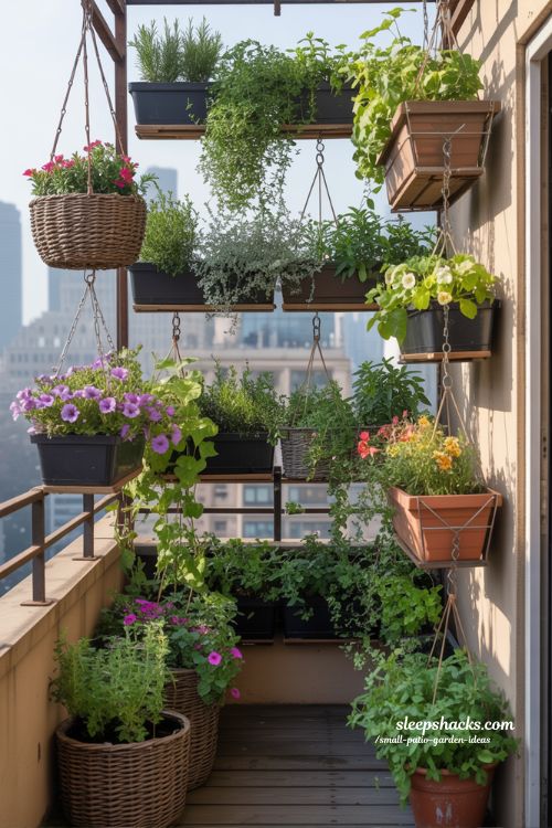 Small Patio Garden Ideas with Hanging Planters