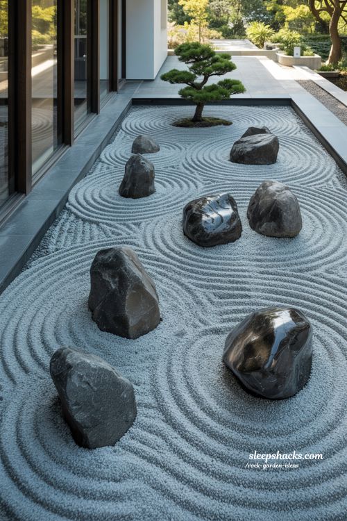 Small Rock Garden Ideas featuring a Minimalist Design for Modern Living