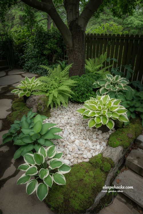 Small Rock Garden Ideas for Shady Corners: Lush Greens and Bright Stones