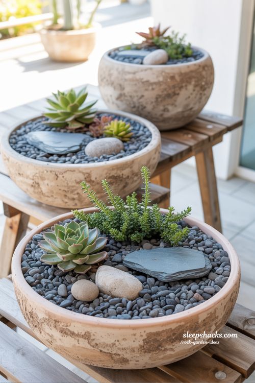 Small Rock Garden Ideas in Containers for Tiny Balconies and Patios