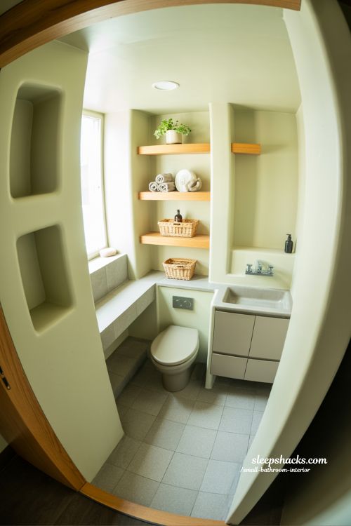 Small bathroom storage hacks with floating shelves wall niches and under sink cabinets minimalist modern design