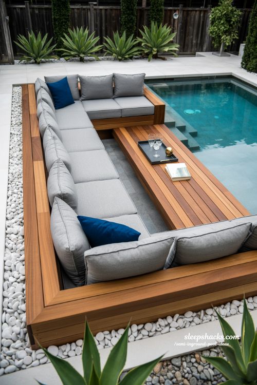 Smart Built-In Seating for Semi Inground Pool Decks