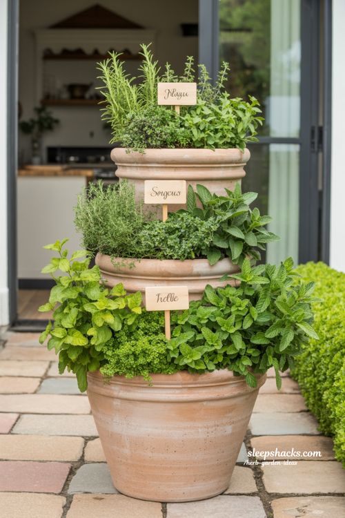 Smart Vertical Gardening: Easy Stacked Pot Herb Garden Ideas