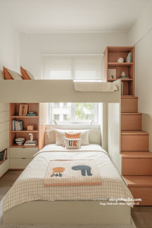 Staggered Bunk Boys Bedroom Ideas Ages 11 12 for Shared Stylish Spaces