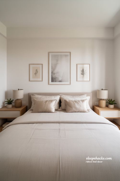 Symmetrical above bed decor ideas for a calm and balanced bedroom design