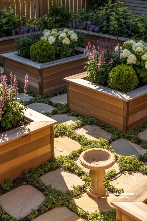 The Zen Garden Retreat: Minimalist Concrete Raised Beds with Integrated Bamboo Water Features