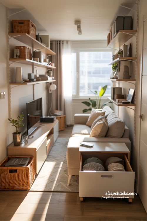 Tiny Living Room Ideas with Smart Storage