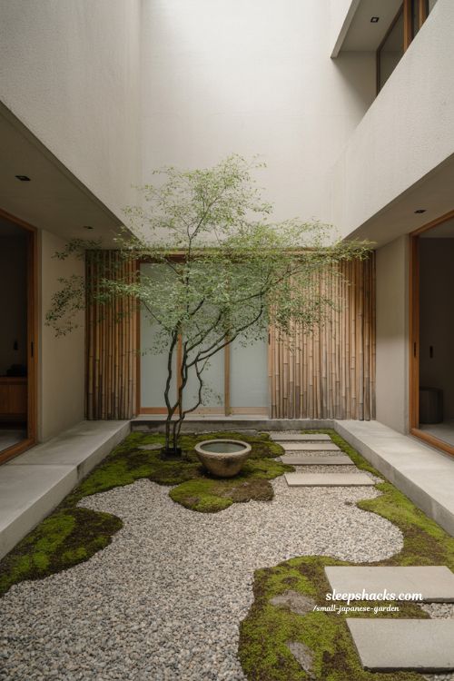 Tiny courtyard small japanese garden transformation ideas with bamboo gravel stones and peaceful zen layout