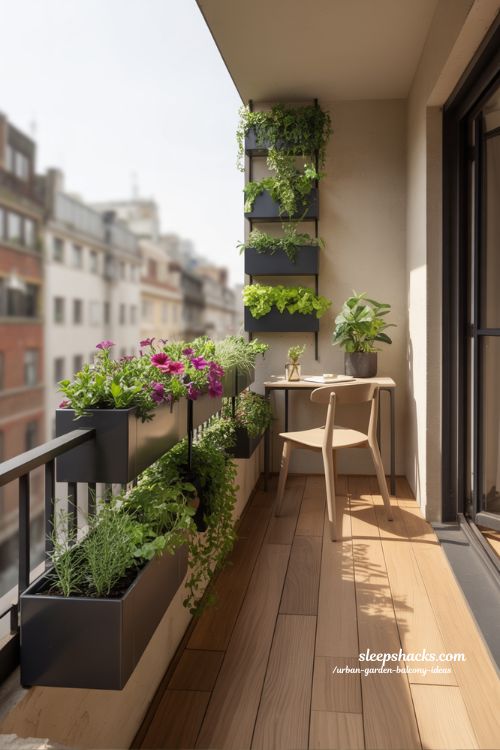Urban Garden Balcony Ideas Using Railing Planters Smartly