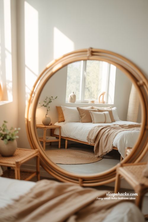 Very Small Boho Bedroom Ideas Mirrors That Expand Space Bright Airy Tiny Bohemian Bedroom Design