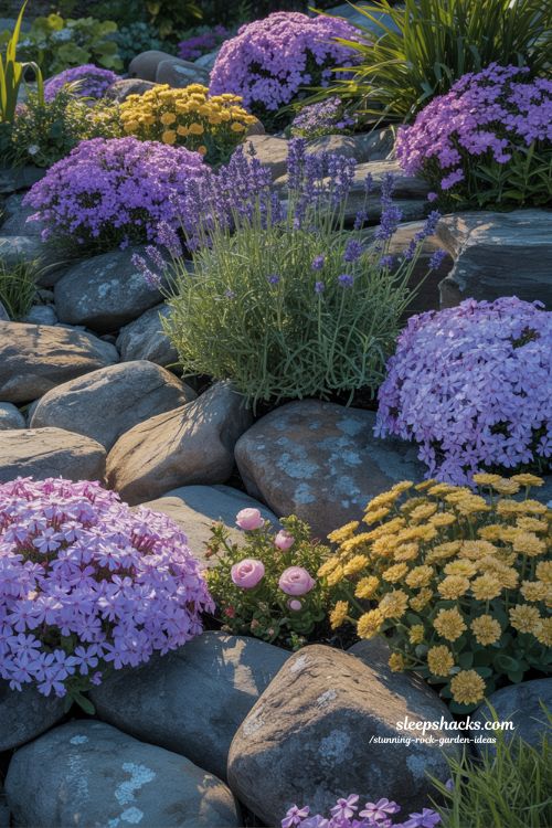 Vibrant Color Rock Garden Ideas for a Lively Backyard