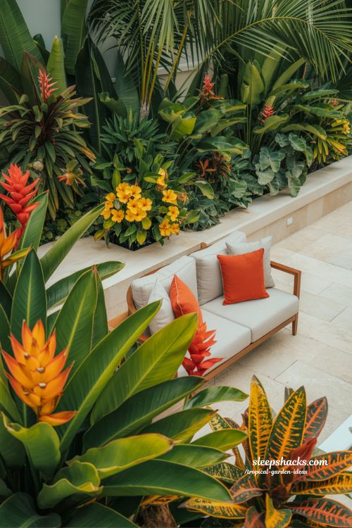 Vibrant Tropical Palette with Exotic Floral Contrasts