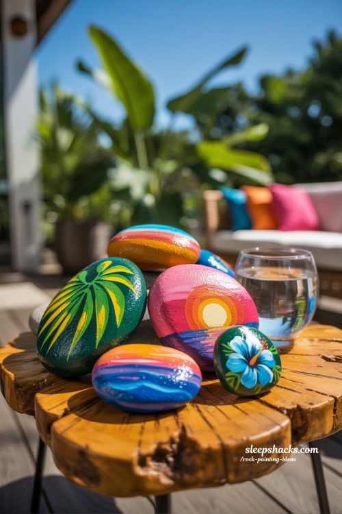 Vibrant Tropical Rock Painting Ideas to Create Your Home Garden Paradise
