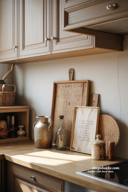 Vintage Finds Above Kitchen Cabinets Creating a Warm Story Filled Kitchen Decor Moment