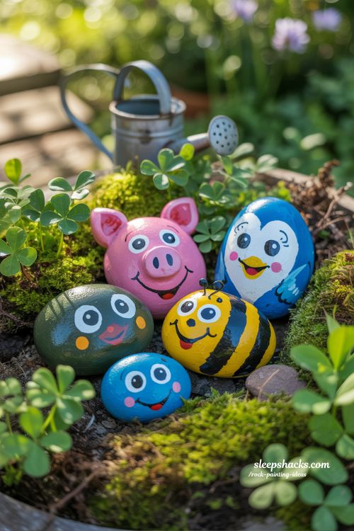 Whimsical Animal Rock Painting Ideas for Cheerful DIY Garden Decor