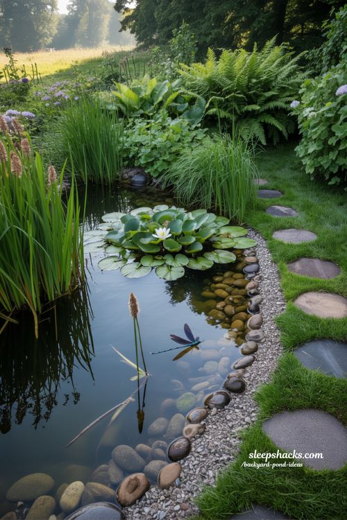Wildlife friendly backyard pond ideas with native plants and natural stone edges.