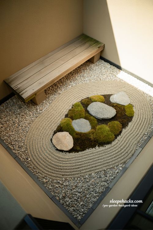 Zen garden backyard ideas for small yards with simple calming minimalist design