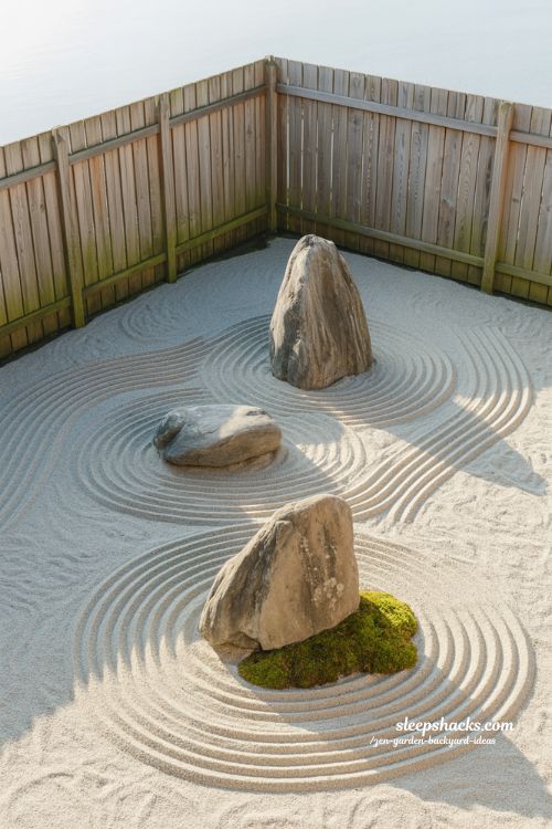 Zen garden backyard ideas with meaningful empty space and minimalist Japanese design