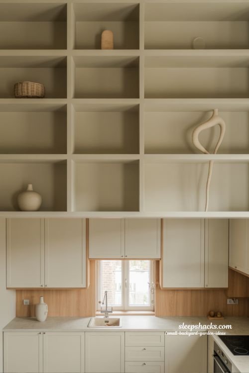 above cabinet decor ideas for small kitchens with minimal styling and open airy modern design that makes space feel larger