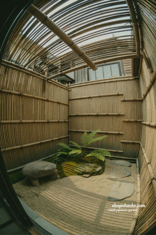bamboo fence privacy ideas small japanese garden design with zen gravel moss and natural enclosure aesthetic