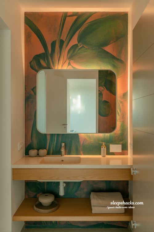 bold guest bathroom ideas with statement wallpaper and modern minimalist decor balance