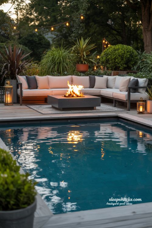 fire pit lounge backyard pool ideas