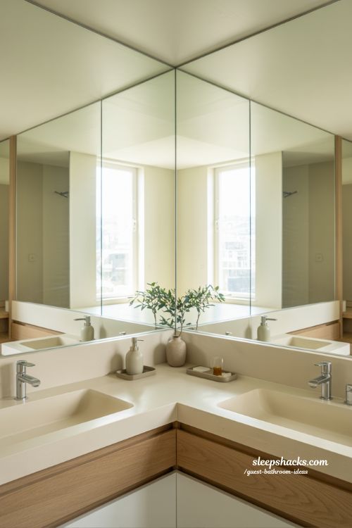 guest bathroom mirror ideas to brighten small spaces with reflective modern design and natural light