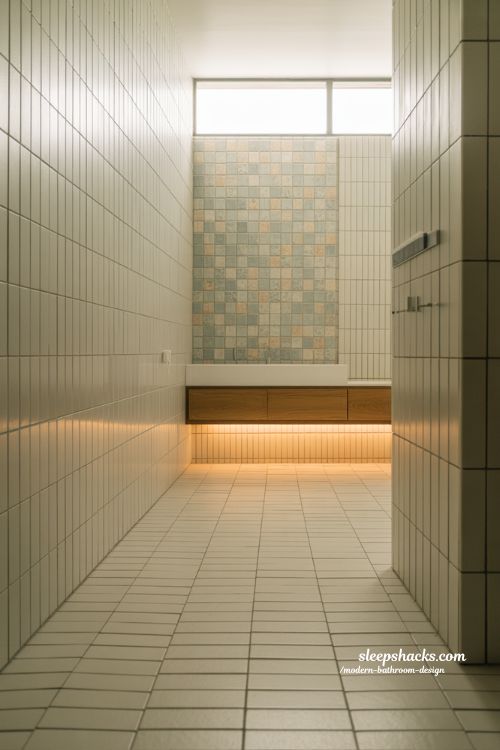 modern bathroom tile ideas with accent wall and minimalist spa style interior design transformation