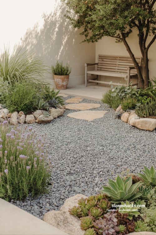 modern gravel garden ideas with drought tolerant plants for a low maintenance backyard