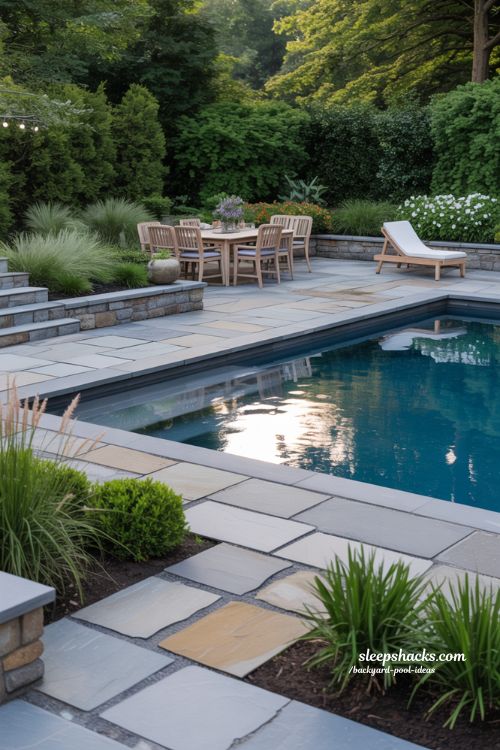 natural stone patio backyard pool ideas
