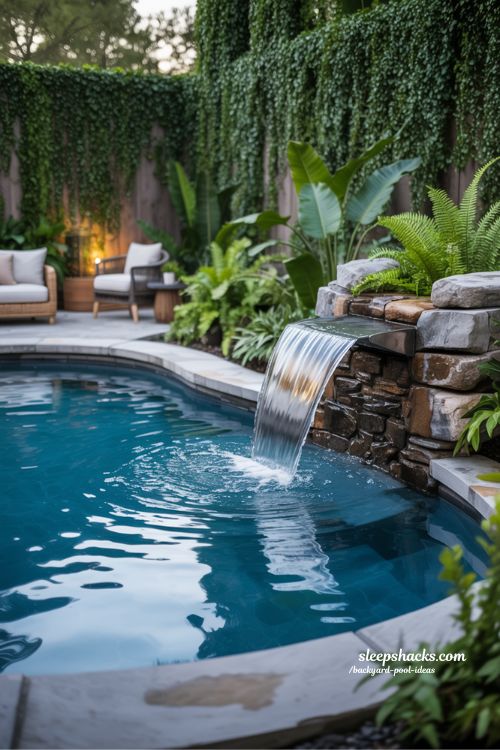 organic waterfall backyard pool ideas