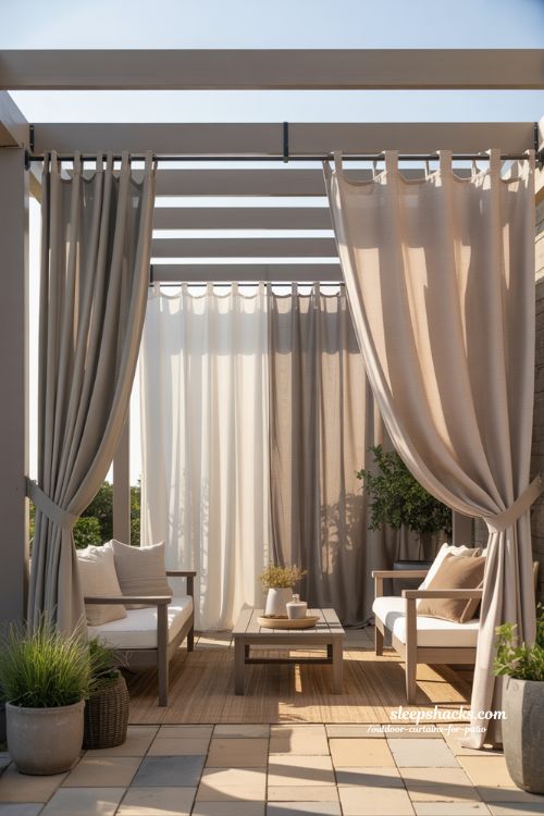 outdoor curtains for patio rods tracks pergola hanging ideas modern cozy patio design