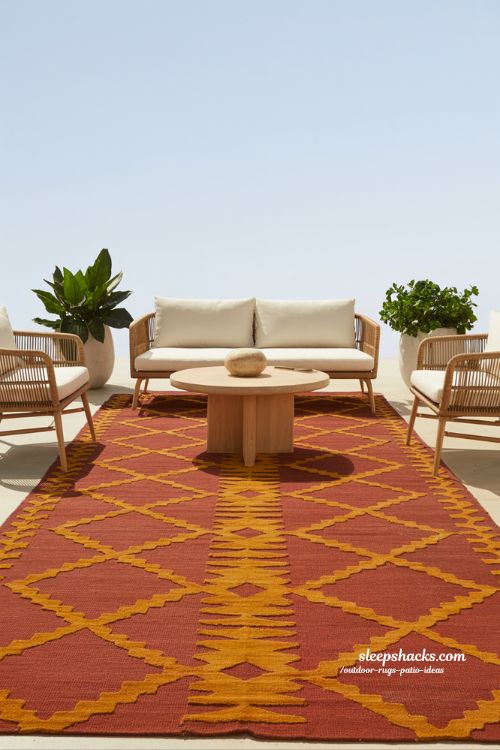 outdoor rugs patio ideas bright colorful rug outdoor social patio design with vibrant modern gathering space styling