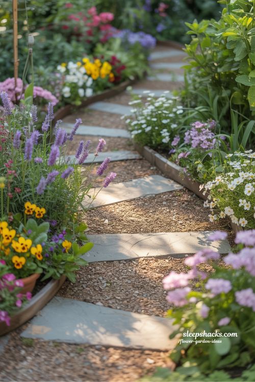 pathway flower garden ideas for soft and inviting walkways