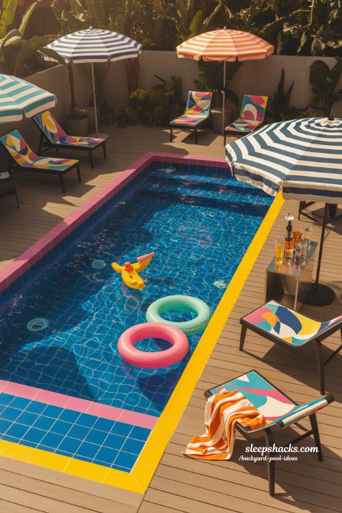 playful pop-art backyard pool ideas