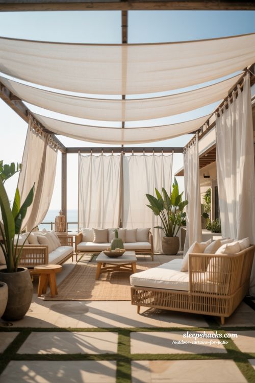 resort style outdoor curtains for patio cozy luxury outdoor lounge design ideas