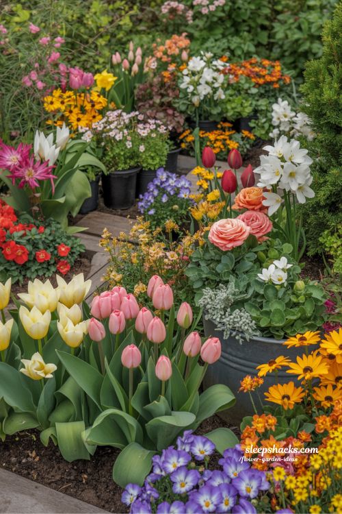 seasonal flower garden ideas for colorful year-round blooms