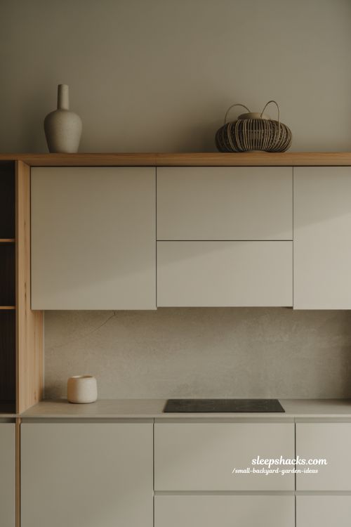simple above cabinet decor ideas for calm minimalist kitchens with airy open space and clean modern styling