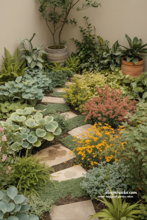 small backyard garden color ideas for shaping mood with soft greens and warm floral accents