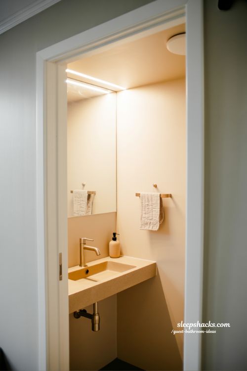small powder room guest bathroom ideas that maximize space with compact modern corner sink design