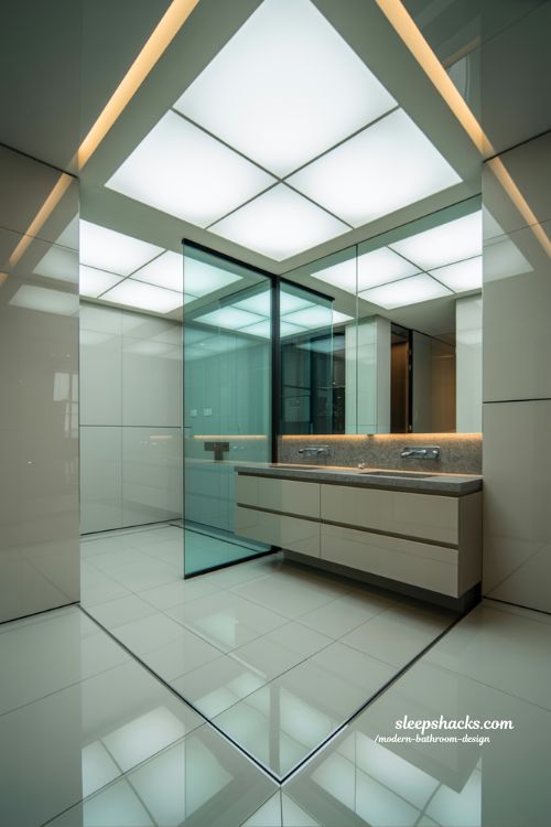 ultra modern bathroom design with sleek glossy finishes and minimalist high end architectural interior styling