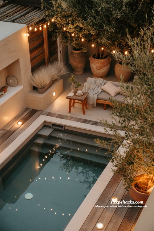 Above ground pool lighting ideas for cozy small backyard night retreats 