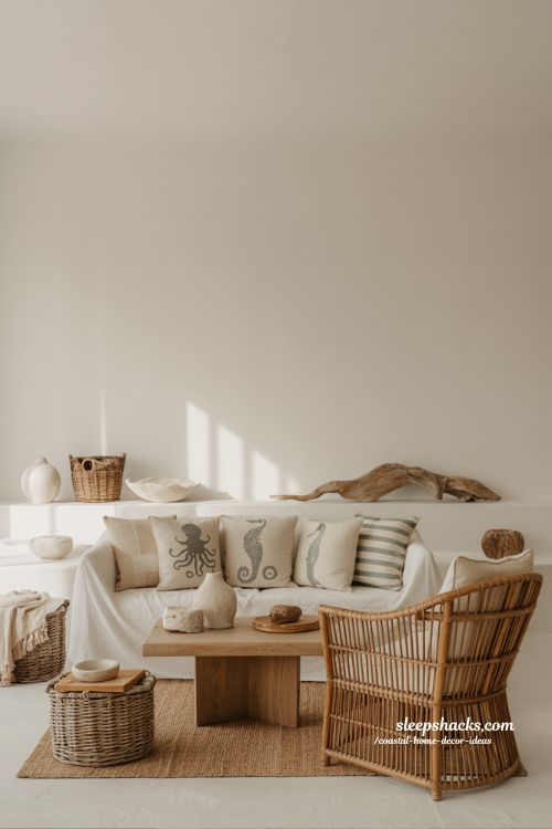 Coastal home decor ideas with ceramic planters and dried pampas grass in a bright natural beach inspired interior (1)