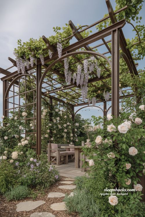Coastal style gazebo ideas with clean white lines and breezy outdoor design (1)