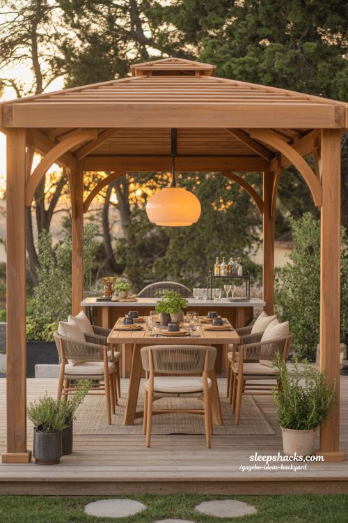 Cozy dining gazebo ideas for elegant backyard al fresco meals