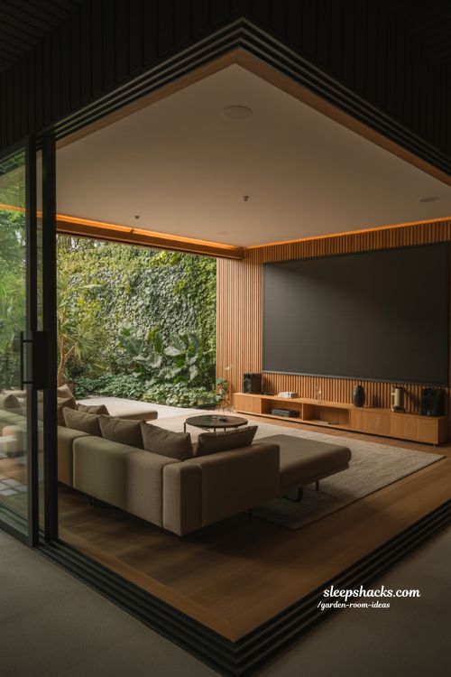 Garden entertainment room ideas modern home theater gaming and music lounge with cozy soundproof design