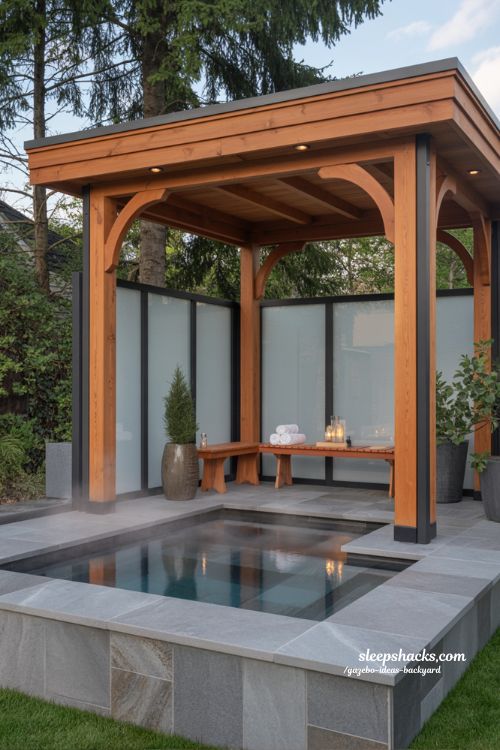 Hot tub gazebo ideas for luxury year round backyard spa retreat