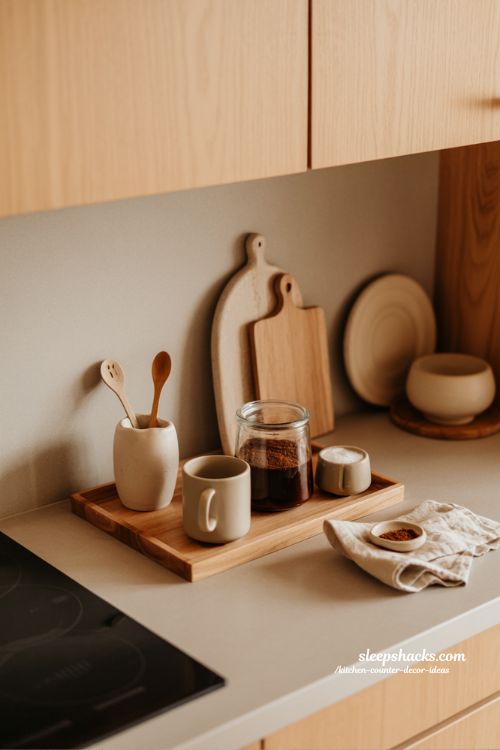 Kitchen counter decor ideas with cozy coffee corner ritual styling 