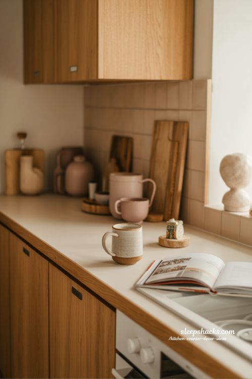 Kitchen counter decor ideas with personal objects that add meaningful character 