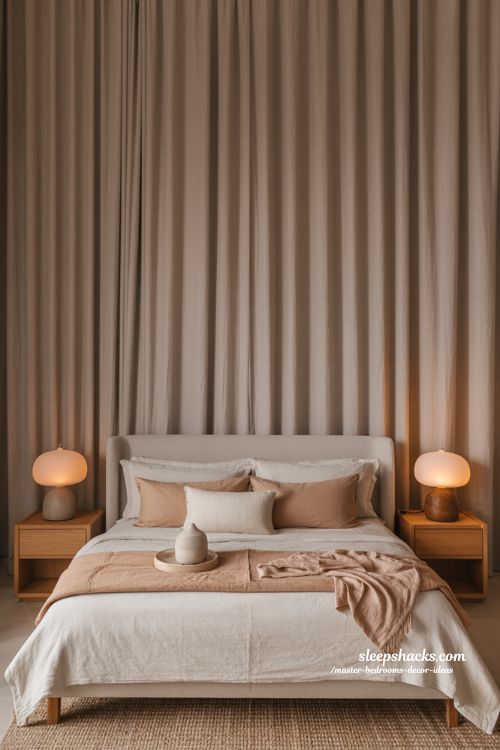 Master bedroom decor ideas with sensory design scent sound and soft luxury sleep environment 
